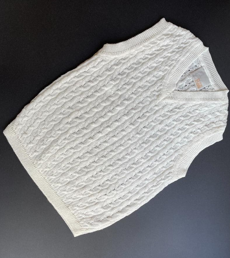 Ginger Pegg Kids Cotton V Neck Vest White/White Trim